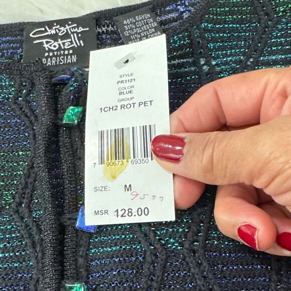 Christina Rotelli Women's Sparkle Black and Green Cardigan NWT - Picture 7 of 9